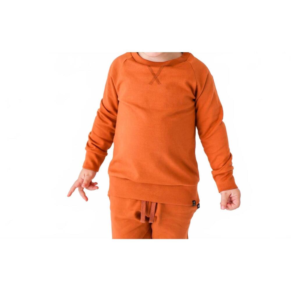 NEW TINY TRENDSETTER kids crew neck raglan sweatshirt in terracotta